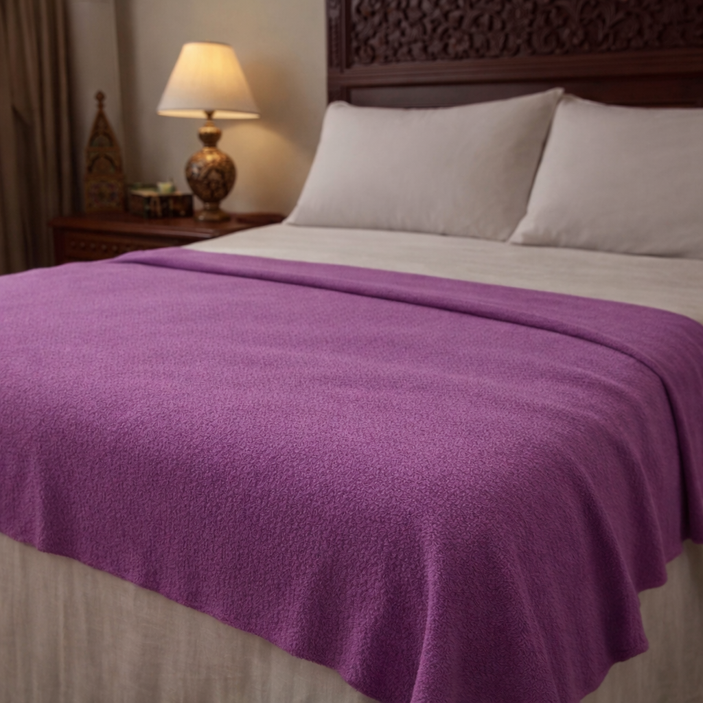 Plain Orchid/Green Cotton Blanket