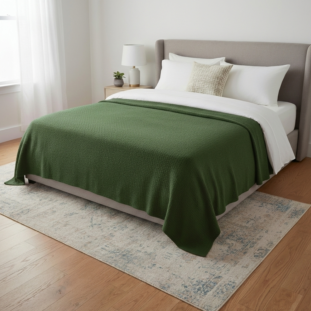 Plain Orchid/Green Cotton Blanket