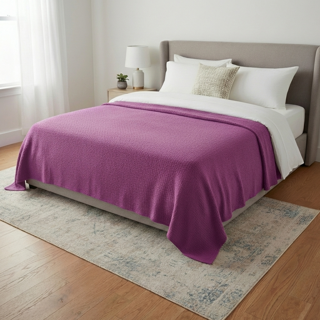 Plain Orchid/Green Cotton Blanket