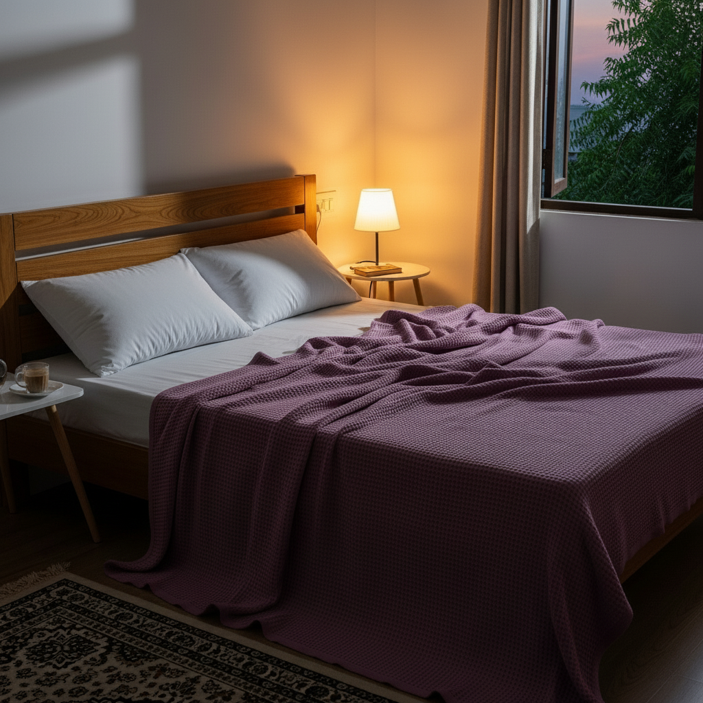 Plum Cotton Weave Thermal/AC Blanket